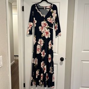 Navy Floral Maternity Maxi Dress